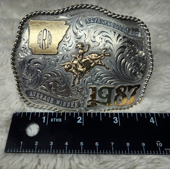 Vintage Skyline Sterling Filled Overlay 1/10 10K Silver & Gold Belt Buckle - Picture 2 of 7